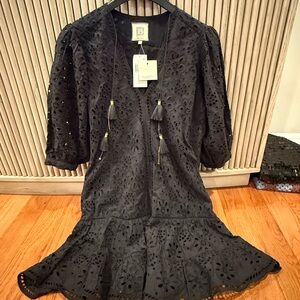 Elegant Black Eyelet Dress